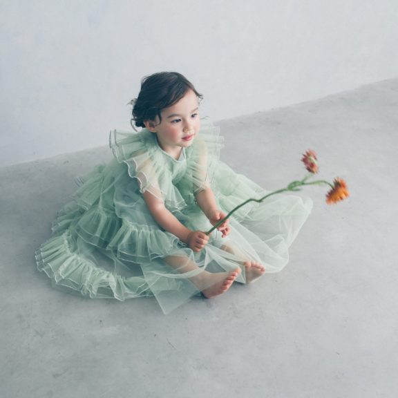 Green tulle dress